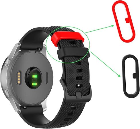 Watch Band Keeper Loops Compatible with Garmin, 20mm Silicone Strap Rings | for Garmin Vivoactive 3/5/6, Forerunner 45/55/245/645, Venu Sq/Sq2 Fenix 5S/6S Series keeper loops replace loose strap rings in Saudi Arabia