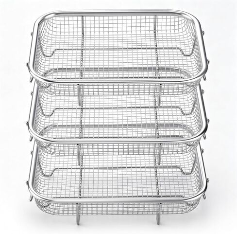 P&P CHEF 11.8 Inch Air Fryer Basket for Oven, Air Fryer Rack, 3 Pieces | Food-grade Stainless Steel Air Fryer Accessories for Frying Cooking Baking Roasting, Ideal for Fried Food, Dishwasher Safe in Saudi Arabia