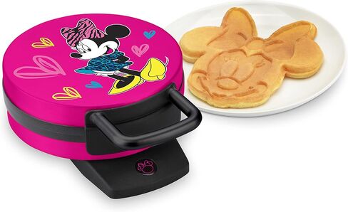 Disney Minnie Mouse Waffle Maker by Select Brands - Nonstick Waffle Iron for Fun Minnie-Shaped Waffles - Disney Kitchen Gift - 800 Watts | Nonstick Waffle Iron for Fun Minnie-Shaped Waffles, 800 Watts, Great Disney Kitchen Gift for Breakfast in Saudi Arabia