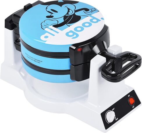 Disney Mickey & Minnie Double Flip Waffle Maker by Select Brands, 6 Waffles | Rotating Nonstick Waffle Iron with Adjustable Browning Control, Makes 6 Fun Mickey & Minnie-Shaped Waffles in Saudi Arabia