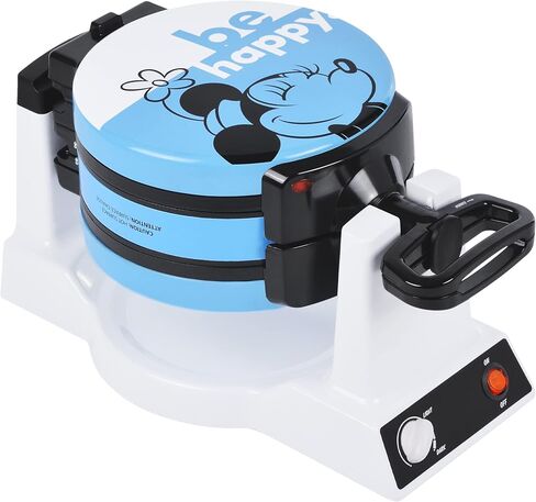Disney Mickey & Minnie Double Flip Waffle Maker by Select Brands, 6 Waffles | Rotating Nonstick Waffle Iron with Adjustable Browning Control, Makes 6 Fun Mickey & Minnie-Shaped Waffles in Saudi Arabia