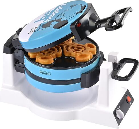Disney Mickey & Minnie Double Flip Waffle Maker by Select Brands, 6 Waffles | Rotating Nonstick Waffle Iron with Adjustable Browning Control, Makes 6 Fun Mickey & Minnie-Shaped Waffles in Saudi Arabia