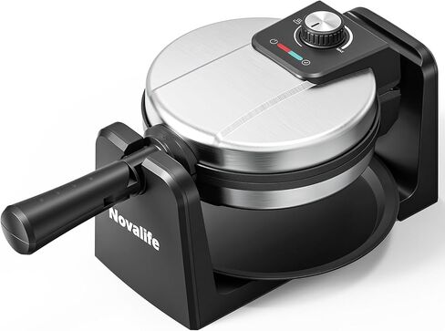 Waffle Maker, Rotating Belgian Waffle Maker, 180° Flip Waffle Iron, Non-Stick Plate, Adjustable Browning Control, Foldable Cool Touch Handle, Removable Drip Tray, Space Saving Storage, Stainless Steel in Saudi Arabia