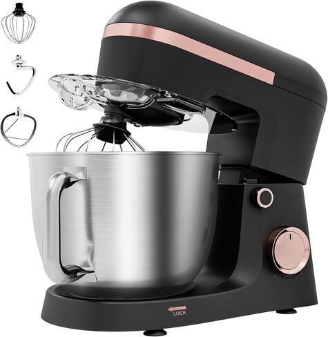 6.5 Qt 10-Speed Tilt-Head Stand Mixer with Dough Hook, Whisk, Beater & Splash Guard, Electric Kitchen Mixer for Baking, Cakes, Bread, and Home Cooking (Black) in Kuwait