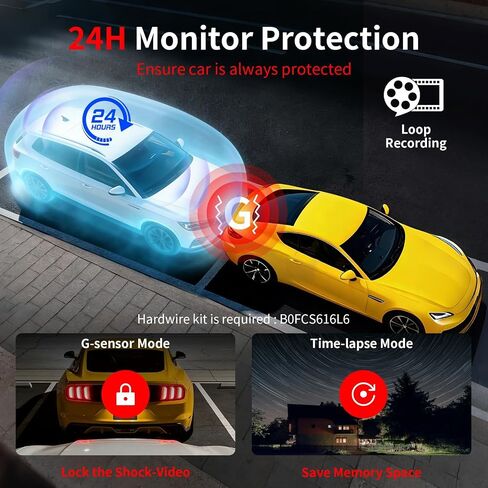 X18 4K Dash Cam أمامية وخلفية، بطاقة مجانية سعة 64 جيجابايت (256 جيجابايت كحد أقصى)، 4K+1080P Dual STARVIS 2 Dash Camera للسيارات، 5.8 جيجا هرتز WiFi حتى 20 ميجابايت / ثانية، رؤية ليلية WDR، 3 بوصات IPS، مستشعر G، وضع انتظار 24 ساعة in Kuwait