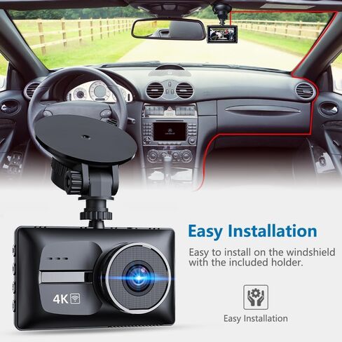 X18 4K Dash Cam أمامية وخلفية، بطاقة مجانية سعة 64 جيجابايت (256 جيجابايت كحد أقصى)، 4K+1080P Dual STARVIS 2 Dash Camera للسيارات، 5.8 جيجا هرتز WiFi حتى 20 ميجابايت / ثانية، رؤية ليلية WDR، 3 بوصات IPS، مستشعر G، وضع انتظار 24 ساعة in Kuwait
