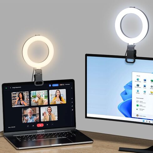 Ring Light for Computer Video Conference - Webcam Light for Monitor Clip On Remote Working Distance Learning Zoom Call Self Broadcasting and Live Streaming Influencer Light Laptop Video Conferencing in Saudi Arabia