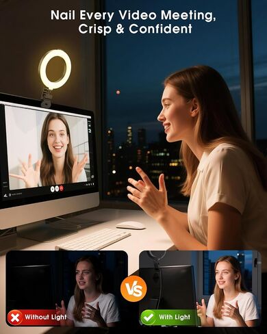 Ring Light for Computer Video Conference - Webcam Light for Monitor Clip On Remote Working Distance Learning Zoom Call Self Broadcasting and Live Streaming Influencer Light Laptop Video Conferencing in Saudi Arabia
