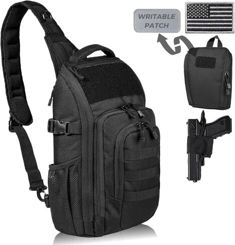 DBTAC Tactical Personal Defense EDC Bags & Packs | 10L Military Shoulder Backpack with Sling for Concealed Carry, Range, Travel, Hiking, Outdoor Sports (Black) in Kuwait