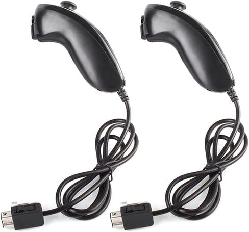 Nunchuck Controller Joystick Gamepad Replacement for wii Nunchuck Controller, Compatible with Nintendo Wii & Wii U Video Game Gamepads Black Pack of 2 in Saudi Arabia