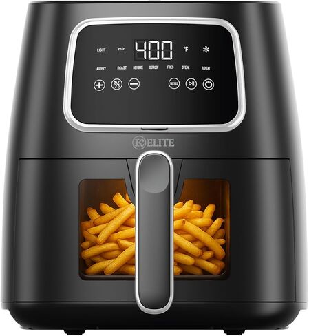 Kitchen Elite 5.5 Qt. Digital Air Fryer, Countertop Cooker with LED Screen, Presets for Air Fry, Roast, Dehydrate, Defrost and Reheat, Grey in Saudi Arabia