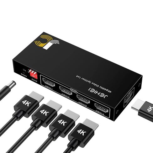 HDMI Splitter 1 in 4 Out 4K 60Hz – with Remote | 4:4:4, EDID control. Dual monitors support. Works with Xbox, PS4, Blu-ray, HDTV. in Saudi Arabia