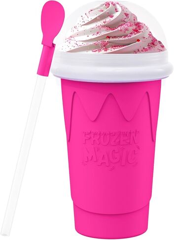 500ML Slushie Maker Cup,Quick Frozen Magic Cups for Homemade Milk Shake Ice Cream Maker, Double Layer Squeeze Slushy Maker Cup, Birthday Gifts for Mother Father,Friends,Family(Pink, 500ML) in Saudi Arabia