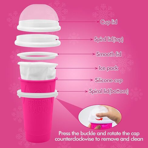 500ML Slushie Maker Cup,Quick Frozen Magic Cups for Homemade Milk Shake Ice Cream Maker, Double Layer Squeeze Slushy Maker Cup, Birthday Gifts for Mother Father,Friends,Family(Pink, 500ML) in Saudi Arabia
