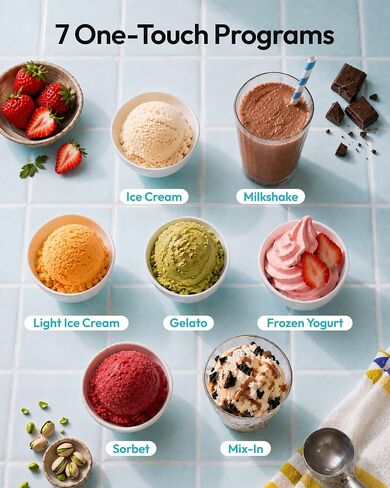 EUHOMY 7-in-1 Ice Cream Maker, 2 Pints for Gelato, Sorbet & Milkshakes | One Touch Ice Cream Machine, Frozen Yogurt Maker, 800W Mix-in & Re-Spin , Stainless Steel Magnetic Blade, Dishwasher Safe in Saudi Arabia