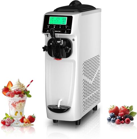 Ice Cream Machine, 3.5 Gal/H Soft Serve Maker, 5" Screen for Home | 3.5 Gals/H Soft Serve Ice Cream Machine 5" Screen Single Flavor Ice Cream Maker with Pre-Cooling & 6L Hopper Tank for Home in Saudi Arabia