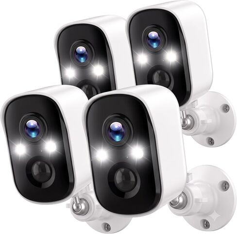 4MP Security Cameras Wireless Outdoor, Color Night Vision Camera | Cameras for Home Security with PIR Motion Detection, SD/Cloud Storage, 2-Way Audio, Siren Alarm, FHD, IP65, Works with Alexa in Saudi Arabia