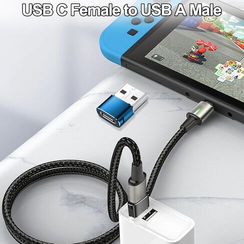USB to USB C Adapter,Type C Female to A Male OTG Charger Converter for PlayStation 4,Apple Watch Ultra 8 9,iPhone 16 15 14 13 Pro Max,Samsung S24 S23,AirPods,iPad,Xbox One-Blue in Saudi Arabia