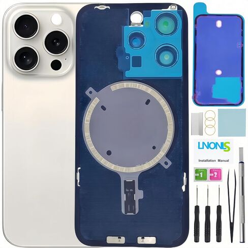 15 Pro Back Glass Replacement for iPhone 15 Pro Rear Back Cover Glass Waterproof and Camera Lens+Professional Repair Tool Kit (Blue Titanium) in Kuwait