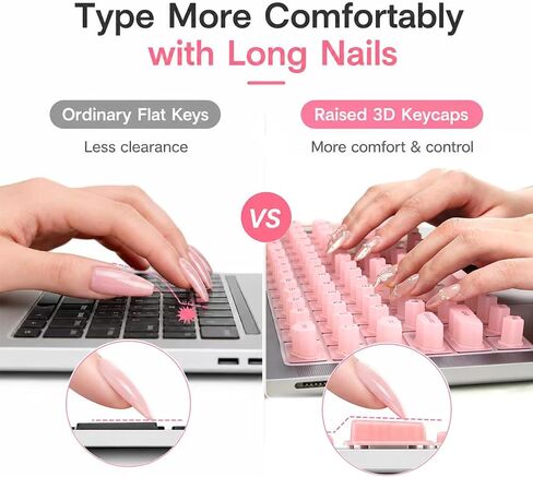 Pink Silicone Keyboard Cover for Long Nails, Raised Keys for Acrylic Nails - Thin Laptop Keyboard Cover Skin, Dustproof & Washable, Compatible with MacBook Neo/Air/Pro 13" 14" 16" (2020-2026) in Saudi Arabia