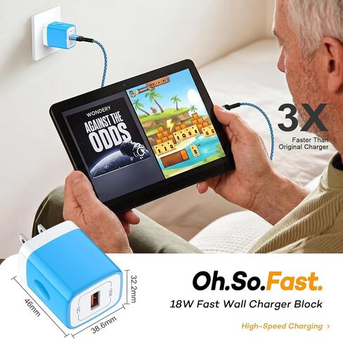 Charger Cord Rplacement for Amazon Kindle Kids Fire Tablet 7/8/10, Fire HD 8/10 Plus, Paperwhite Type C Cable Fast Charging Block for Samsung Galaxy Tablet A11+/ A11plus S11,S10,S9,S8,S7,S6 A8 A9 S4 in Kuwait