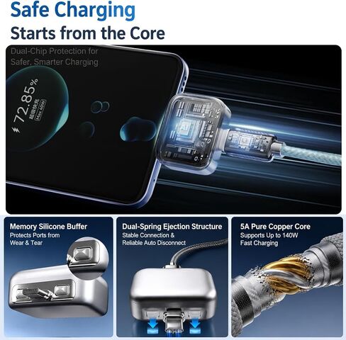 Auto Stop Charging Adapter – USB-C Fast Charger with Power Separator | Smart Physical Disconnect Charger for Battery Protection, Compatible with iPhone 17/16/15 Pro Max, Laptops, Tablets in Saudi Arabia