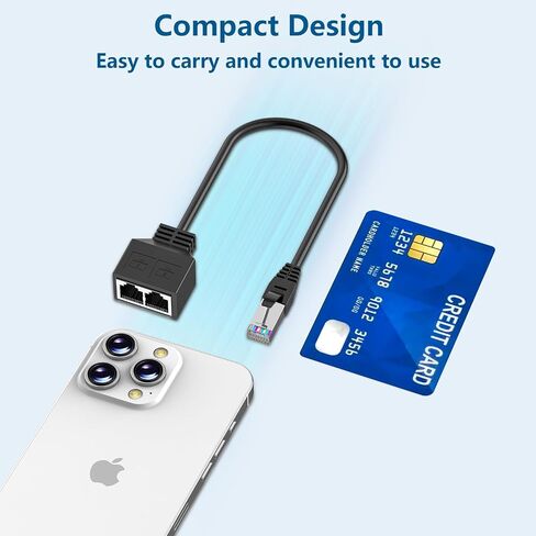 RJ45 1 Male to 2 x Female LAN Splitter Network Adapter Cable Suitable Super Cat5, Ethernet Splitter Cable Suitable Super Cat5e, Cat6, Cat7 Cat 8 LAN Ethernet Socket Connector Adapter in Kuwait