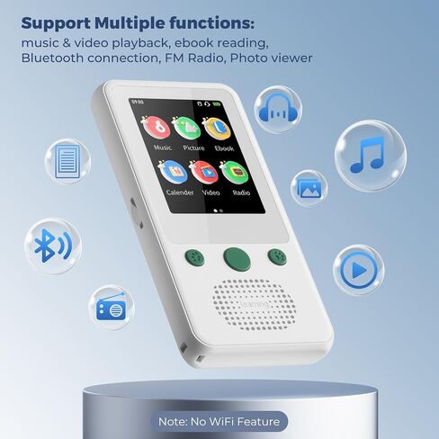 TIMMKOO A5 MP3 Player for Kids, 2.4" Touch Screen MP3 Player with Bluetooth, No WiFi, 65H Playback Portable Music Player with Speaker, Support Up to 128GB TF Card in Kuwait
