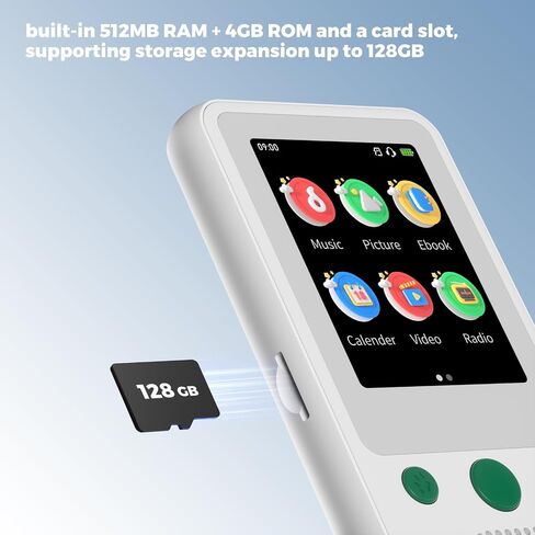 TIMMKOO A5 MP3 Player for Kids, 2.4" Touch Screen MP3 Player with Bluetooth, No WiFi, 65H Playback Portable Music Player with Speaker, Support Up to 128GB TF Card in Kuwait