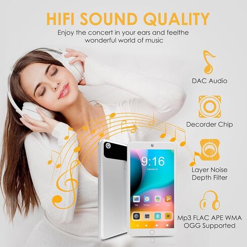 MP3 Player with Bluetooth and WiFi, 160GB Kids MP3 Player with Parental Control, Camera & Speaker, 4.3" Touch Screen Android MP3&MP4 Player, Portable HiFi Music Player, Max Support 256GB in Kuwait
