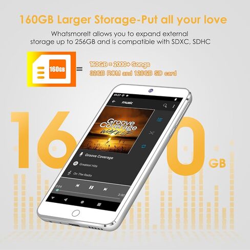MP3 Player with Bluetooth and WiFi, 160GB Kids MP3 Player with Parental Control, Camera & Speaker, 4.3" Touch Screen Android MP3&MP4 Player, Portable HiFi Music Player, Max Support 256GB in Kuwait