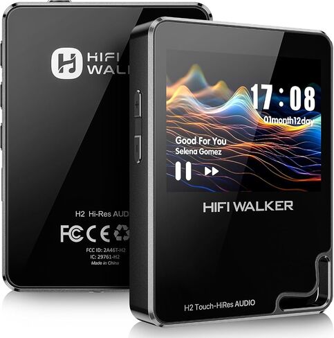 HIFI WALKER Hi-Res MP3 Player with Bluetooth, H2 Touch 2.4" HD Touchscreen, DSD/FLAC Lossless Audio Player, 128GB SD Card Included, Supports up to 512GB in Kuwait