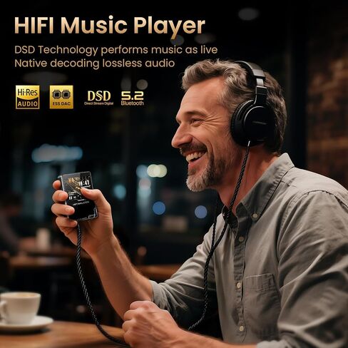 HIFI WALKER Hi-Res MP3 Player with Bluetooth, H2 Touch 2.4" HD Touchscreen, DSD/FLAC Lossless Audio Player, 128GB SD Card Included, Supports up to 512GB in Kuwait