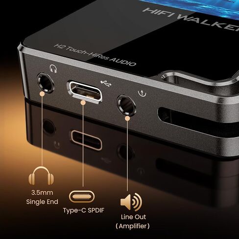 HIFI WALKER Hi-Res MP3 Player with Bluetooth, H2 Touch 2.4" HD Touchscreen, DSD/FLAC Lossless Audio Player, 128GB SD Card Included, Supports up to 512GB in Kuwait