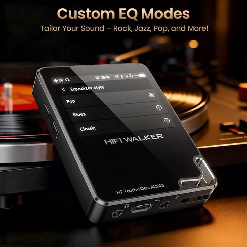 HIFI WALKER Hi-Res MP3 Player with Bluetooth, H2 Touch 2.4" HD Touchscreen, DSD/FLAC Lossless Audio Player, 128GB SD Card Included, Supports up to 512GB in Kuwait