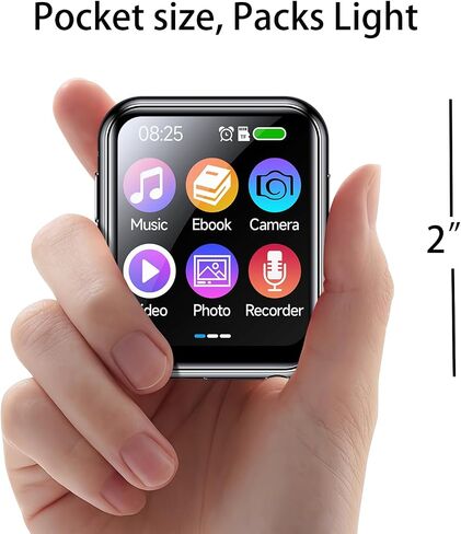 MP3 Player with 128GB TF Card, Bluetooth 5.4 Lossless Sound Audio Player, 2" Touch Screen Portable Music Player with Speaker, Voice Recorder Digital Cameras (with Camera, Black, 2") in Saudi Arabia
