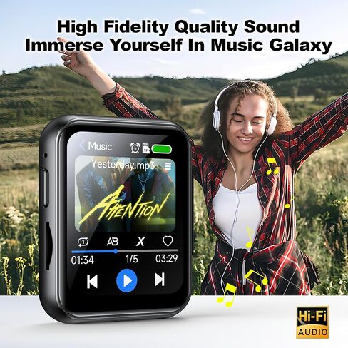 MP3 Player with 128GB TF Card, Bluetooth 5.4 Lossless Sound Audio Player, 2" Touch Screen Portable Music Player with Speaker, Voice Recorder Digital Cameras (with Camera, Black, 2") in Saudi Arabia