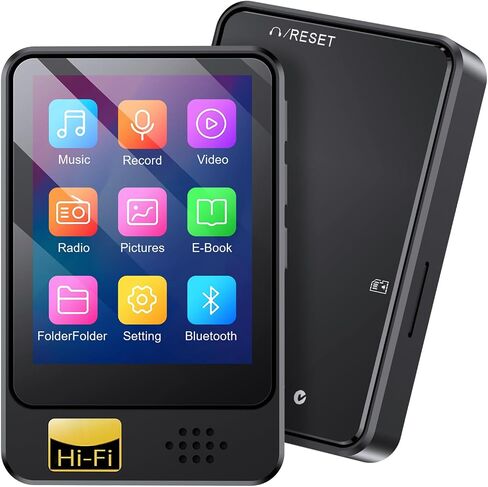 Fohil 64 GB MP3 Player with Bluetooth 5.2, HiFi Sound Quality MP3 Player | 128GB TF Card Expansion, FM Radio and E-Book Reader, Built-In Speaker; Best Gift for Music Lovers in Saudi Arabia