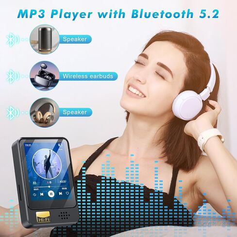 Fohil 64 GB MP3 Player with Bluetooth 5.2, HiFi Sound Quality MP3 Player | 128GB TF Card Expansion, FM Radio and E-Book Reader, Built-In Speaker; Best Gift for Music Lovers in Saudi Arabia