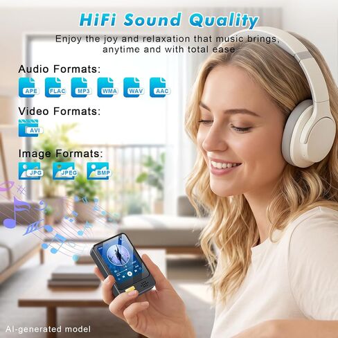 Fohil 64 GB MP3 Player with Bluetooth 5.2, HiFi Sound Quality MP3 Player | 128GB TF Card Expansion, FM Radio and E-Book Reader, Built-In Speaker; Best Gift for Music Lovers in Saudi Arabia