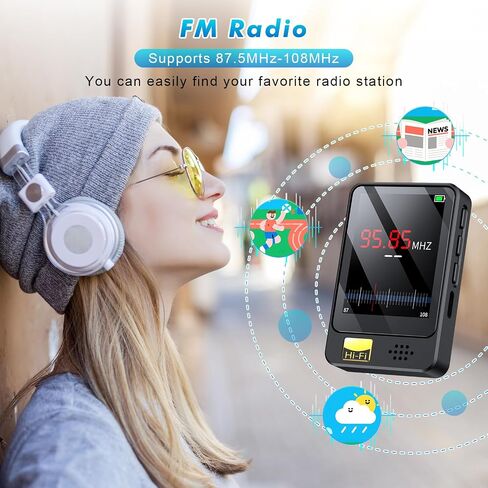 Fohil 64 GB MP3 Player with Bluetooth 5.2, HiFi Sound Quality MP3 Player | 128GB TF Card Expansion, FM Radio and E-Book Reader, Built-In Speaker; Best Gift for Music Lovers in Saudi Arabia