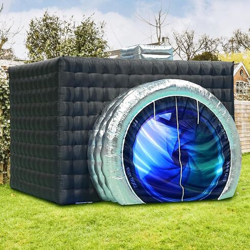 SAYOK Inflatable Photo Booth Enclosure(External Black & Internal White, 11.5x9.2x8.2ft) Camera Shaped Inflatable Cube Tent with Blower, Photo Booth Backdrop for Wedding, Event, Show(Logo not Include) in Saudi Arabia