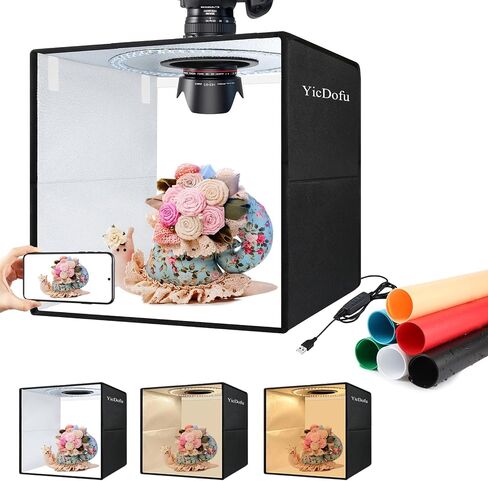 16 Inch Photo Light Box, CRI>90 Photography Shooting Tent | with 224 LED Beads Dimmable 3200K-6500K, 6 Color Backdrops, Portable Foldable Product Photography Studio in Saudi Arabia