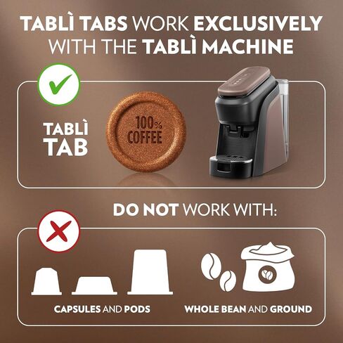 Lavazza Tabli Espresso Machine, works with 100% Coffee Tabs (Brown) | Single-serve espresso system. Tabli 100% Coffee Tabs compatibility. Easily brew an espresso, lungo, or double shot. in Saudi Arabia