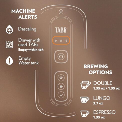 Lavazza Tabli Espresso Machine, works with 100% Coffee Tabs (Brown) | Single-serve espresso system. Tabli 100% Coffee Tabs compatibility. Easily brew an espresso, lungo, or double shot. in Saudi Arabia