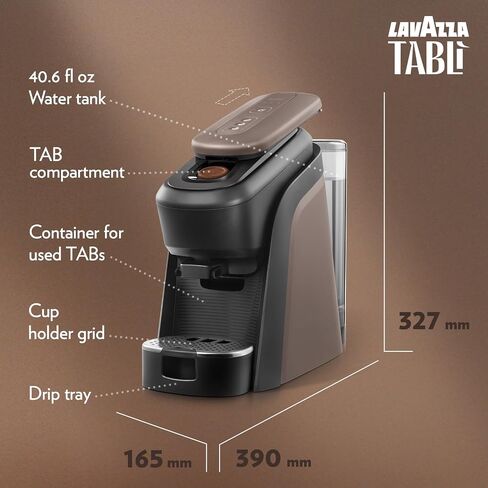 Lavazza Tabli Espresso Machine, works with 100% Coffee Tabs (Brown) | Single-serve espresso system. Tabli 100% Coffee Tabs compatibility. Easily brew an espresso, lungo, or double shot. in Saudi Arabia