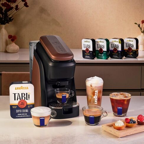 Lavazza Tabli Espresso Machine, works with 100% Coffee Tabs (Brown) | Single-serve espresso system. Tabli 100% Coffee Tabs compatibility. Easily brew an espresso, lungo, or double shot. in Saudi Arabia