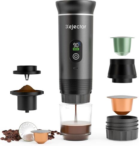 Portable Coffee Maker Espresso Machine Cafetera Portatil Personal Rechargeable Coffee Maker Small for Travel Camping usb-c Battery Espresso Maker, 3-IN-1 Compatible with Ground Coffee & NS Capsule in Saudi Arabia
