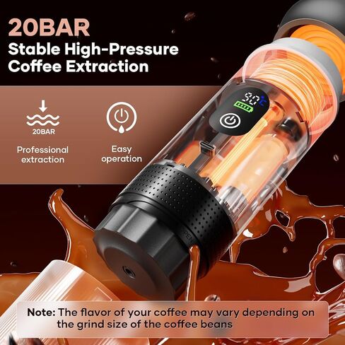 Portable Coffee Maker Espresso Machine Cafetera Portatil Personal Rechargeable Coffee Maker Small for Travel Camping usb-c Battery Espresso Maker, 3-IN-1 Compatible with Ground Coffee & NS Capsule in Saudi Arabia