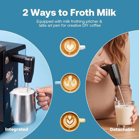 Tastyle BrewKit Single Serve Coffee Maker with Frother for K‑Cup & Ground | Includes 24 Oz Tumbler, Pitcher, Turntable & 5D Decor Stickers, 40 Oz Removable Tank, 3 Brew Styles, up to 24 Oz Cup Sizes in Saudi Arabia